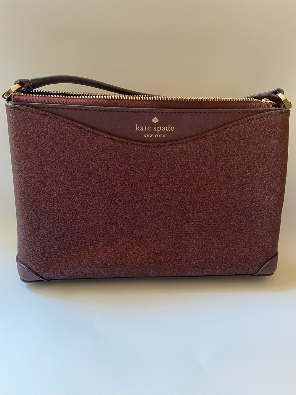 kate spade Burgundy Glitter Crossbody Bag with Gold Hardware